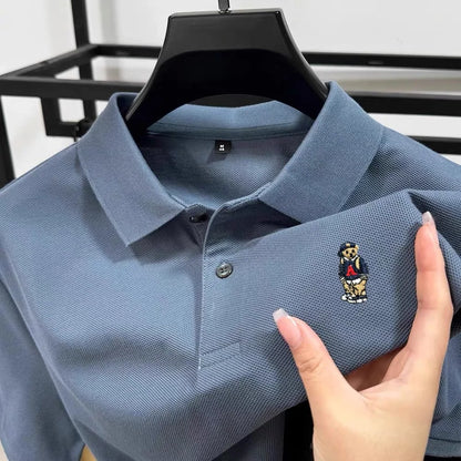 100% pure cotton high-end brand men short sleeve polo shirt new cartoon embroidery summer comfort texture luxury casual T-shirt