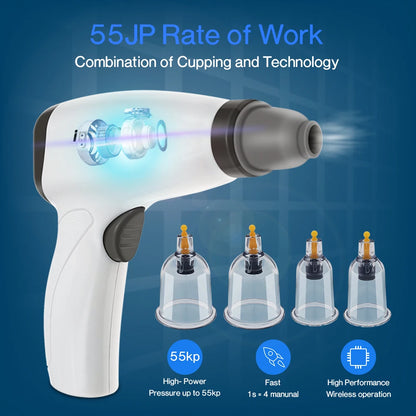Vacuum Cupping Gun Electric Cupping Pump Body Massager USB Charging Negative Pressure Massage for Scraping Gua Sha Suction Tool