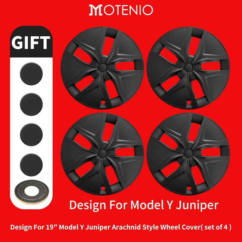 4PCS for Tesla Model Y 2025-2026 Juniper 19 Inch Smooth Style Hubcap Hub Cap Full Rim Cover Replacement Wheel Cap Accessories
