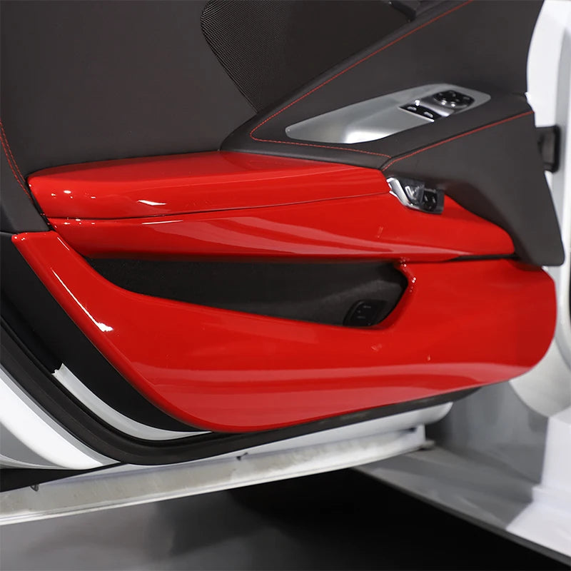 ABS Red For Chevrolet Corvette C8 Stingray Z51 Z06 2020-2023 Car Door Anti-kick Panel Cover Trim Sticker Car Accessories