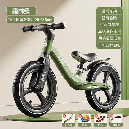Kids Balance Bike No Pedal For 1 To 8 Yrs Old With Air Tires Nylon Fiberglass Frame Non Slip Silicone Grips Comfy Seat