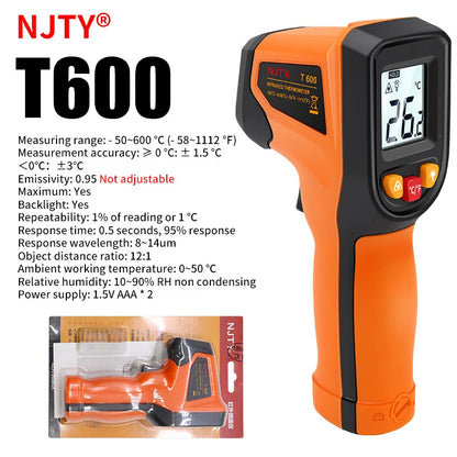 T400 T600 Digital Infrared Thermometer -50℃ to 400/600℃ High Precision Pyrometer Industrial Non-contact Temperature Sensor