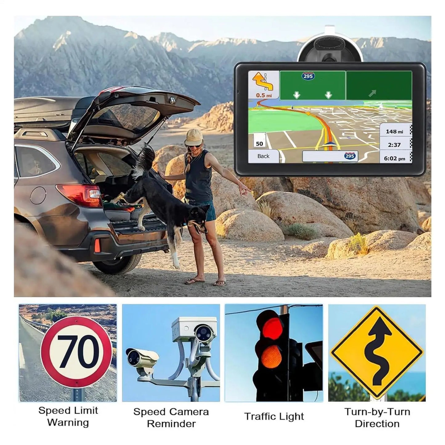 GPS Navigation For Car 7-Inch Car GPS Navigation System Smart Device Touchscreen Maps Display For Vehicle Long Trip RV Women Men