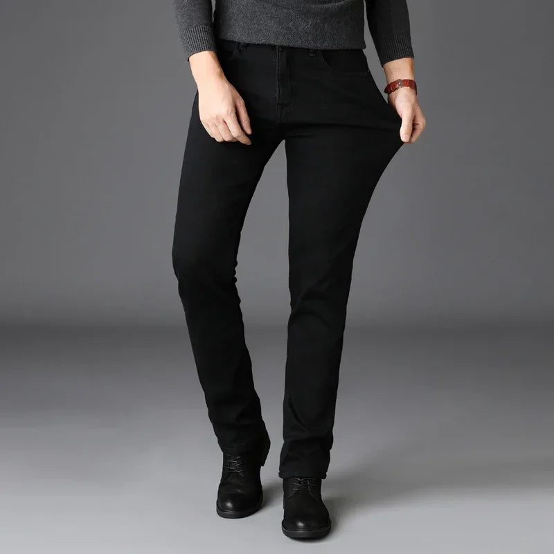 Spring Autumn New Stylish Men's Classic Black Jeans Stretch Slim Comfortable Fashion Business Casual Denim Pants Male Trousers