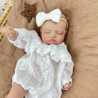 AONPENG 18 inch Realistic Asleep Reborn Baby Doll with Cloth Body 45 CM 3D-Skin Doll Fashion Birthday Gift for Collectors