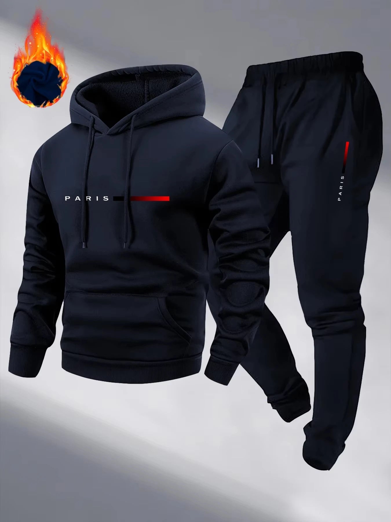 Paris Print Fashion Men's Hooded Tracksuit 2pcs Set High Quality Male Daily Casual Sports Jogging Home Outdoor Hoodie Outftis