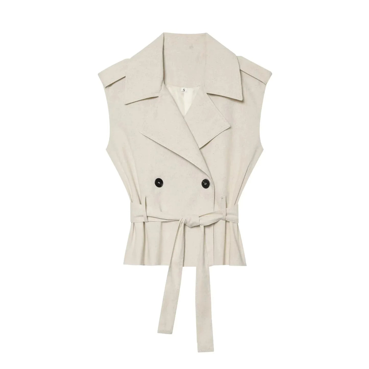 European and American style 2026 summer new style double-breasted vest with belt and elastic waist casual shorts suit