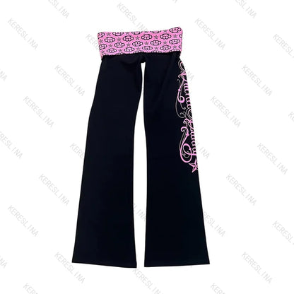2000s Vintage style European American trendy subculture Millennium Gothic E-girl High Street slim fit versatile Casual long pant
