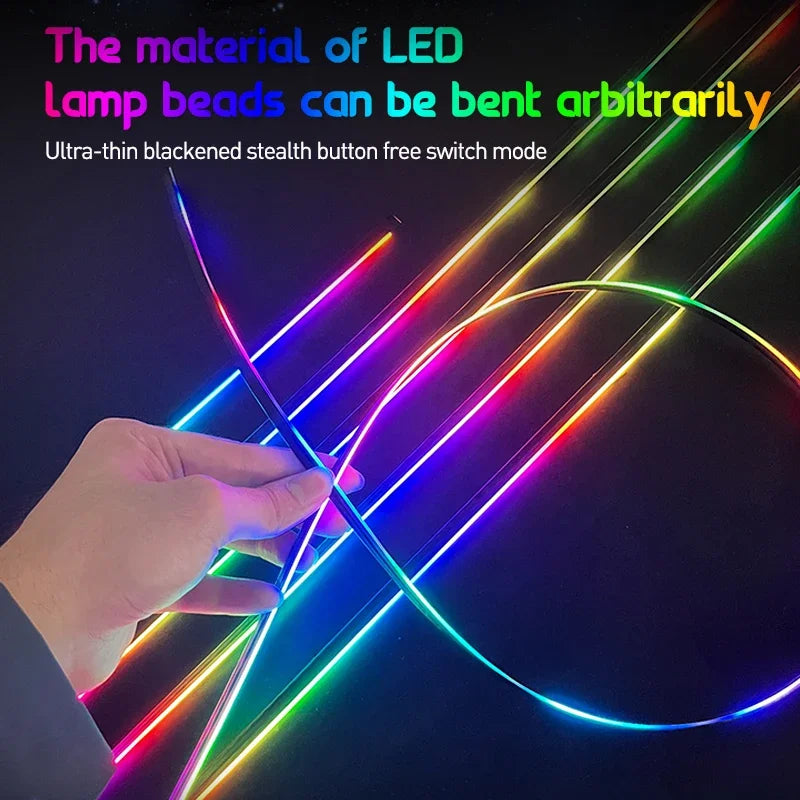 22 In 1 Car Ambient Lights RGB 64 Color Universal LED Interior Hidden Acrylic Strip Symphony Atmosphere Lamp APP Full Colors