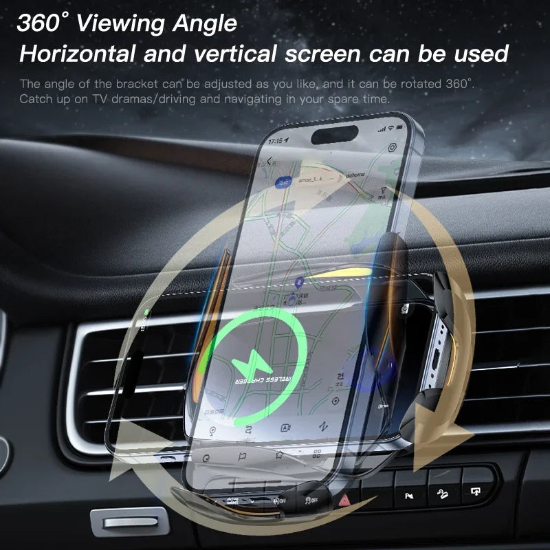 1PC updated car wireless phone holder with wireless charging universal ventilation components 360 ° rotating arm USB connecto