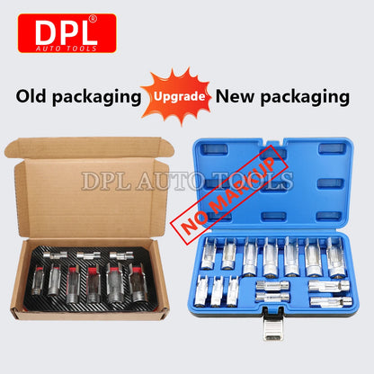 14Pcs/set 8mm To 22mm 3/8" 1/2" Fuel Line Socket Wrench Union Nut Socket Open Oil Pipe Removal Sleeve Car Repairing Tools