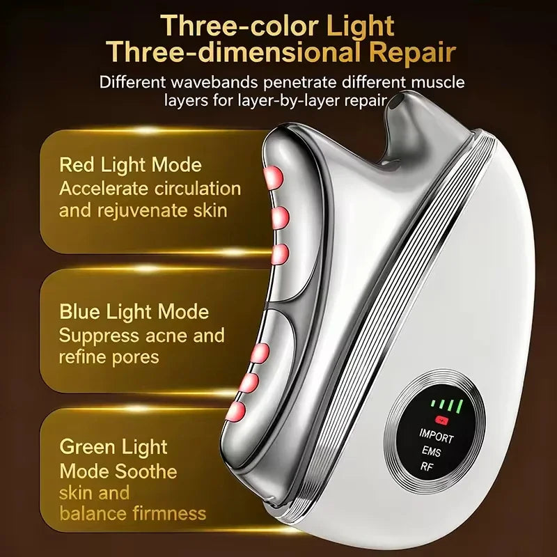 Electric Microcurrent Gua Sha Massager Facial Body Scraping Tool Skin Lifting Tightening Anti-Aging Massage Device
