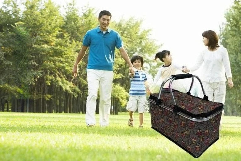 Car Oxford Outdoor Picnic Insulation Storage Basket Refrigerated Food Delivery Box Folding Shopping Basket Trunk Storage Box