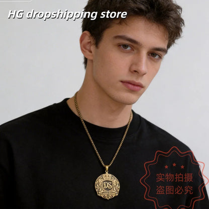 Custom Logo Pendant Necklace Personalized Picture Chain For Men Hiphop Punk Stainless Steel Thick Chain Jewelry For Birthday
