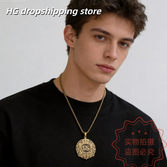 Custom Logo Pendant Necklace Personalized Picture Chain For Men Hiphop Punk Stainless Steel Thick Chain Jewelry For Birthday