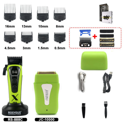 ROSYOUS 888C Professional Bold Hair Cut Machine 8000RPM DLC Blade Base Charger External Rotor Brushless Motor Men's Hair Clipper