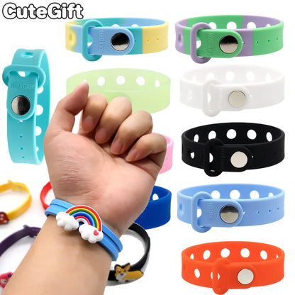 1-24pcs 21.5cm Silicone Bracelets with Holes Soft Wristbands Fit Shoe charms Shoe Accessories Pins Adjustable Size Kids Ornament