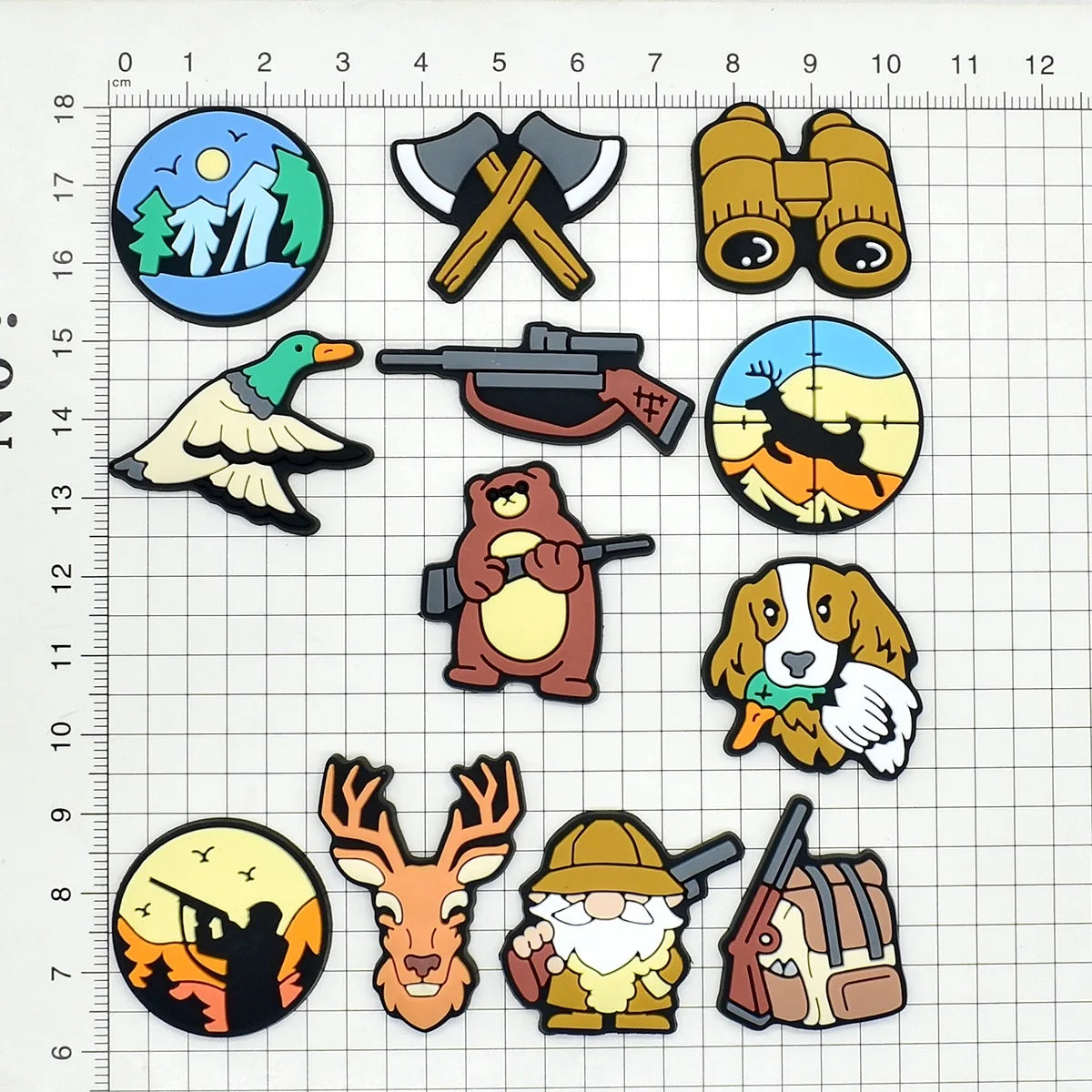 13-100Pcs Shotgun Axe Deer PVC Shoe Charms Hunting Bird Garden Shoes Buckle Accessories Fit Man Party Present