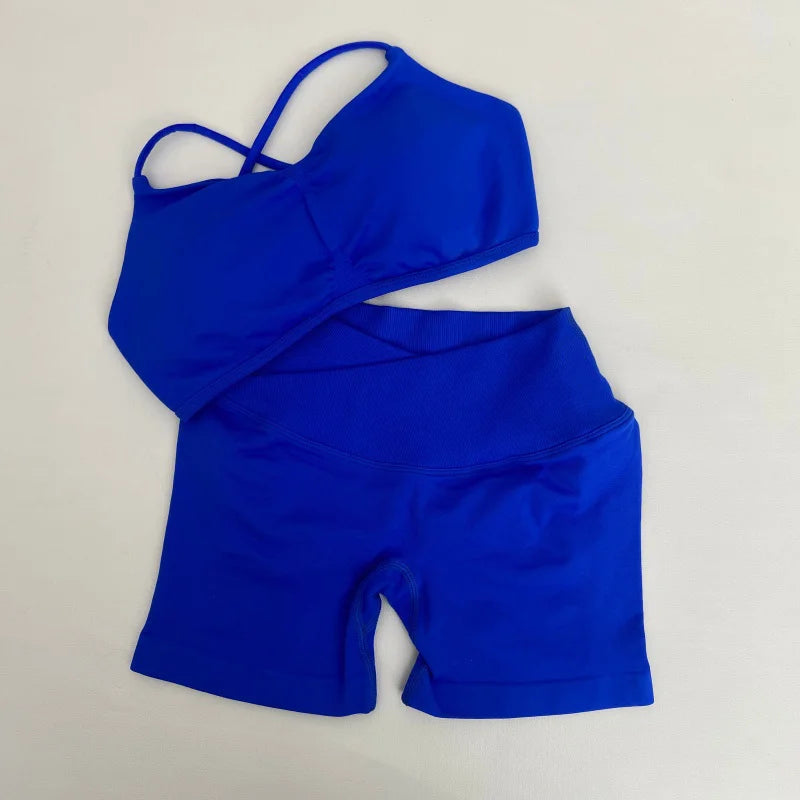 3 Pieces Women's High Stretch Gym Sportswear Shrug Sports Bra Shorts Set Comfortable Workout Yoga Active Wear Outfit