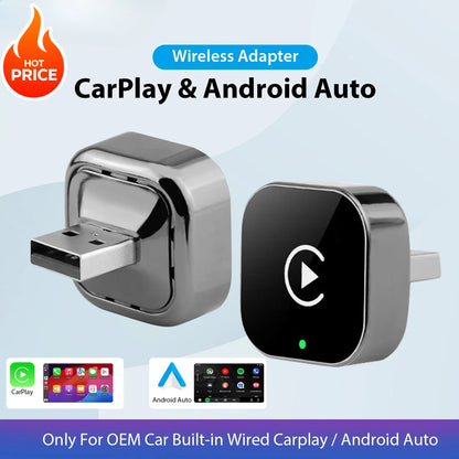 2 in 1 Android Auto Wireless Adapter CarPlay USB C 5Ghz WiFi Dongle Plug Play for Car Music Hands Free Calling