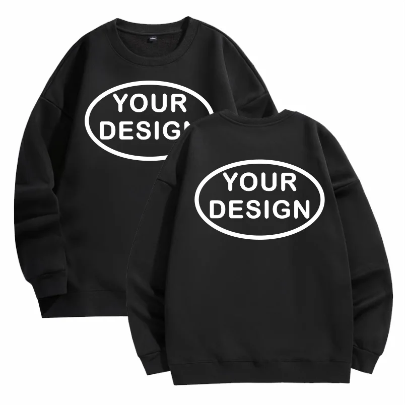 Customized Thick Winter Loose Sports Shirt With Printed Embroidery LOGO Round Neck Hoodie Personal Company Work Uniform