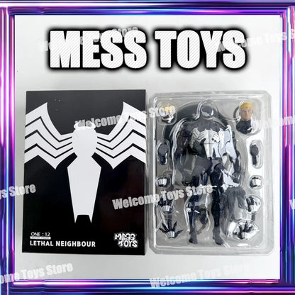 NEW Mess Toys Lethal Neighbor Venom Symbiotic Spider Man Messtoys Black Suit Spiderman Anime Action Figure Model Doll Gifts Toys