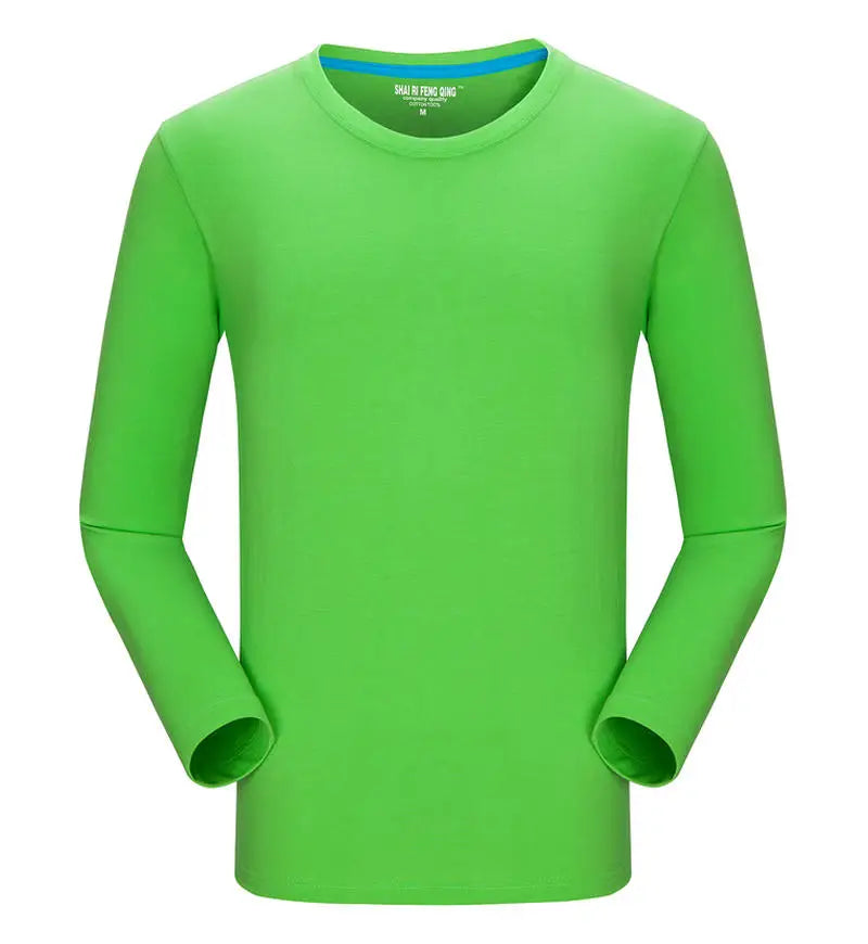 Custom logo cotton t-shirt Spring/autumn men T-shirt home men's long sleeved O-neck solid color casual T-shirts USA size XS-2XL