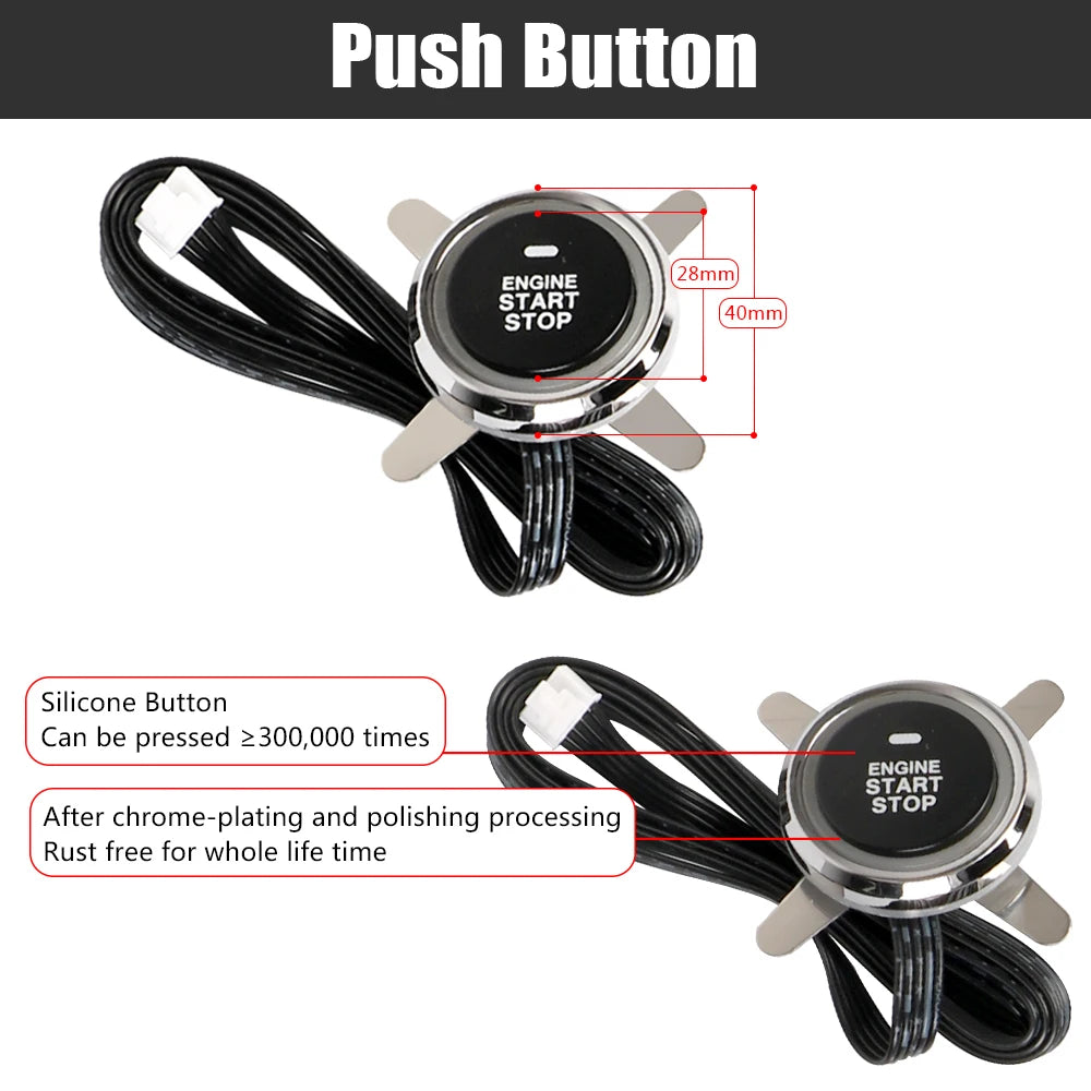 Car Start Stop Keyless Entry System Universal One-button Start Push Systems Smartphone Control Remote Start Kit