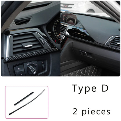 LHD Car Styling Carbon fiber Center Console Air outlet Panel Cover Trim Stickers frame For BMW F30 F31 F32 F34 F36 Accessories