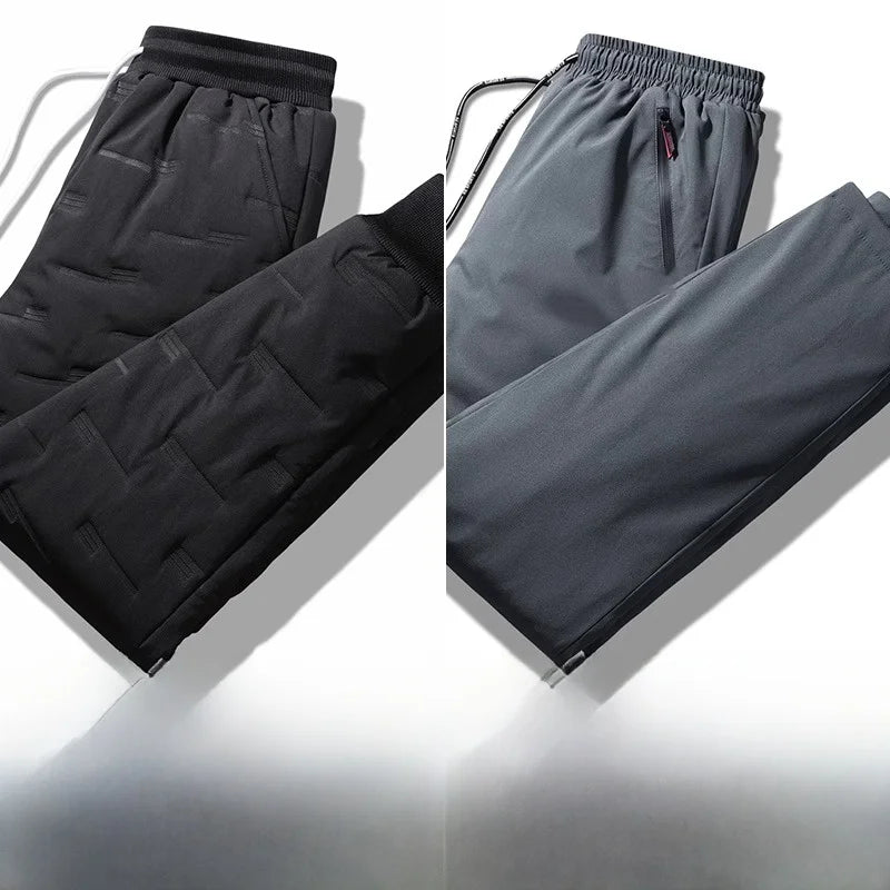 TUCANO Men's Thickened down Cotton Pants Outdoor Winter Sports Wearable Long Trousers Youth Casual Straight Leg Multi Pocket