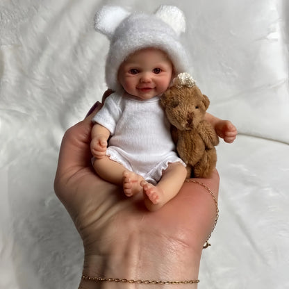 6 Inch Cuddly Mini Palm Silicone Bebe Reborn Girl & Boy Flexible Soft Touch Can Washable Lifelike Reborn Silicone Doll