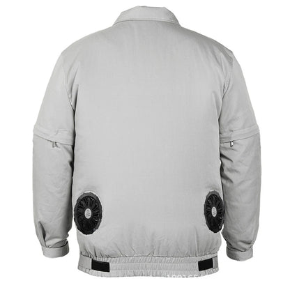 Summer Outdoor Cooling Fan Jacket Removable Sleeves Two-in-one Air Conditioning Clothes USB Charging Men Women Cooling Workwear