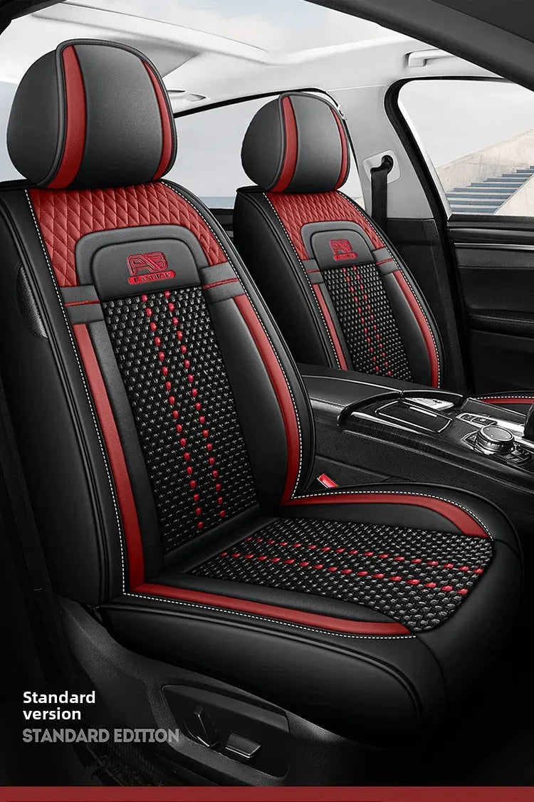 Universal Auto Split Seat Car Full Seat Cover Breathable Ice Silk Nappa Leather Car SUV Cushion Full Seats Cover Protection