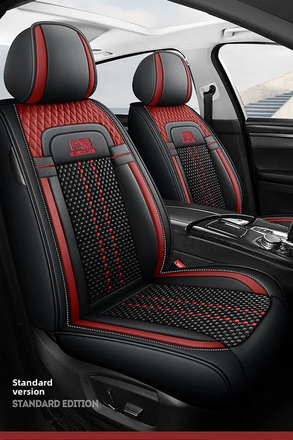 Universal Auto Split Seat Car Full Seat Cover Breathable Ice Silk Nappa Leather Car SUV Cushion Full Seats Cover Protection