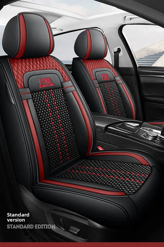 Universal Auto Split Seat Car Full Seat Cover Breathable Ice Silk Nappa Leather Car SUV Cushion Full Seats Cover Protection