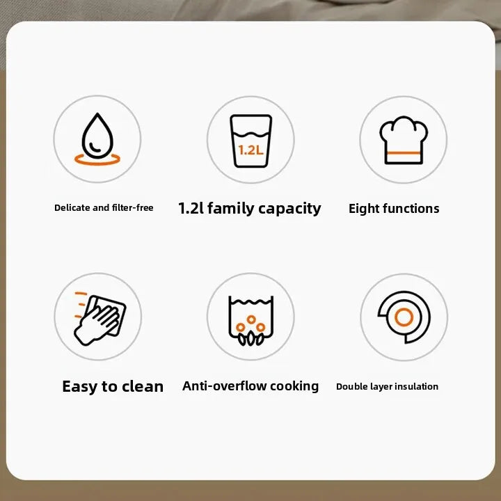 1.2L Automatic Soy Milk Maker with Break Wall Feature for Home Use, Family Capacity of 3-4 People, Delicate and Filter-free 220V
