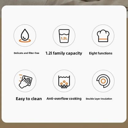 1.2L Automatic Soy Milk Maker with Break Wall Feature for Home Use, Family Capacity of 3-4 People, Delicate and Filter-free 220V