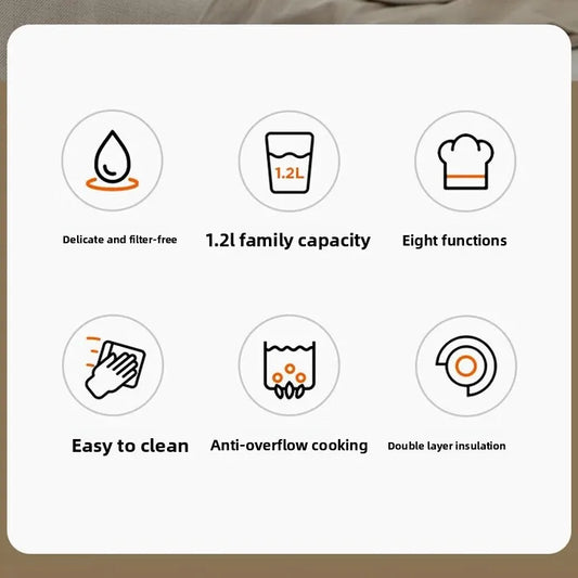 1.2L Automatic Soy Milk Maker with Break Wall Feature for Home Use, Family Capacity of 3-4 People, Delicate and Filter-free 220V