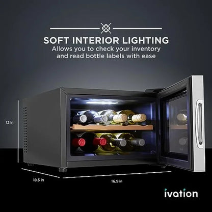 Counter Top Thermoelectric Wine Cooler for Red White Wine Red Finish, Digital Temperature Control, Quiet Freestanding Refrigera