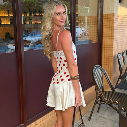 Tornova Polka Dot Lace Sling Dress For Women Slim Sleeveless Elegant Sexy Banquet Dress 2026 Summer Female Vacation Party Dress