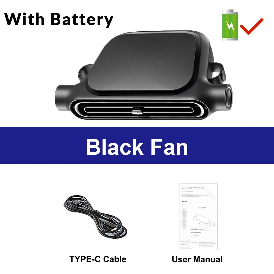 Summer Car Seat Cooling Fan 3 Speed Quiet USB Headrest Ventilation 5V Portable Backseat Cooler with 3000mAh Battery or Corded