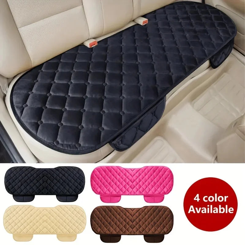 Rear Car Seat Covers Flocking Cloth Car Cushion Non Slide Checkered Winter Keep Warm Mat Pad Universal Fit Truck SUV Van
