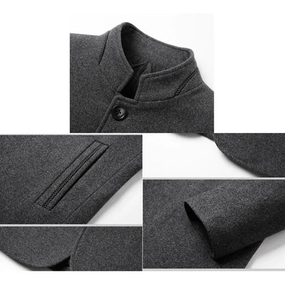 BROWON Brand Winter Coat Men Chinese Style Stand Collar Solid Coats for Men 2026 Autumn and Winter Business Casual Woolen Jacket