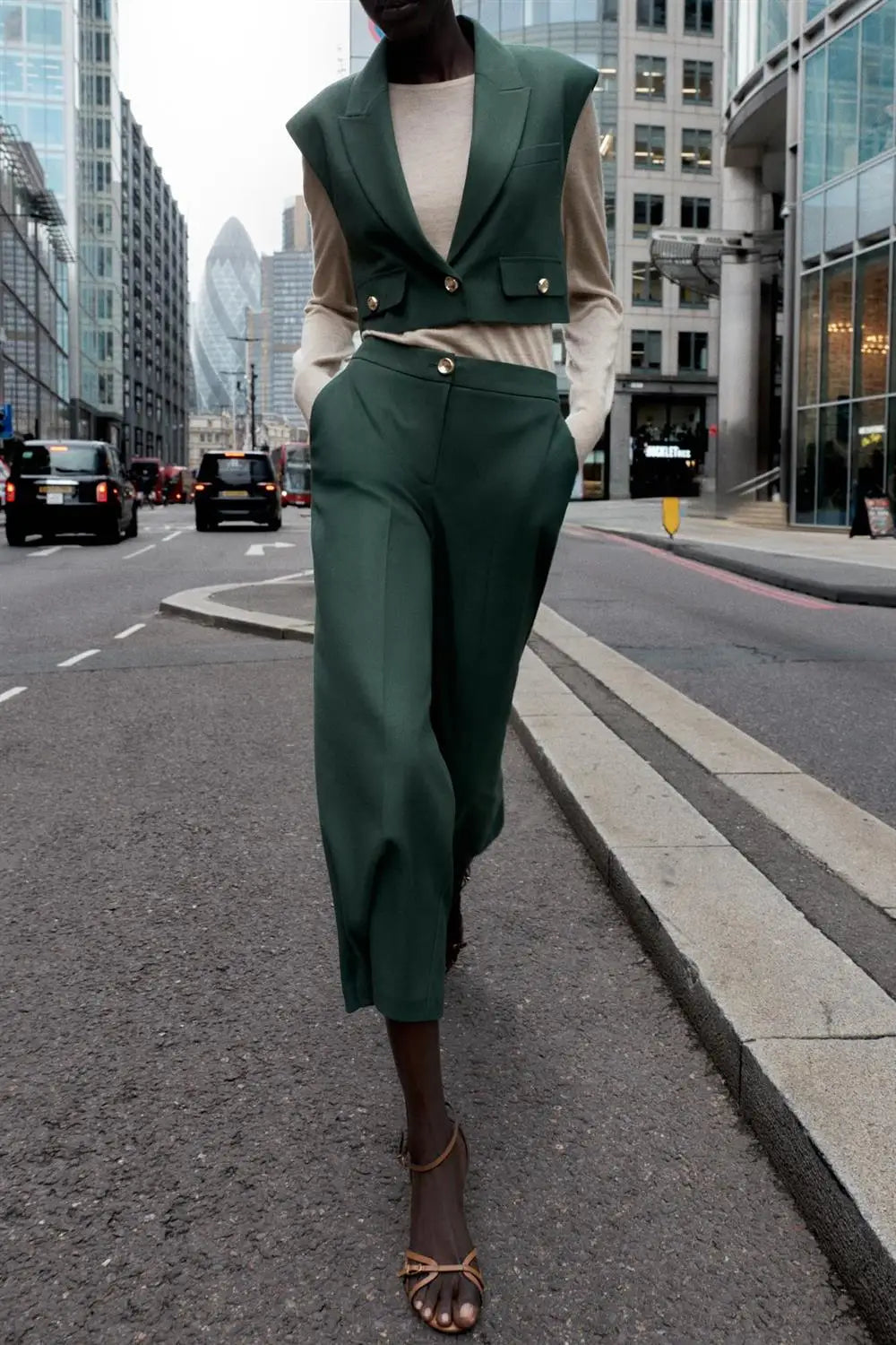 High Waist Wide Leg Pants Zipper Decoration Short Sleeve Turn-down Collar Single Pocket Decoration Fashion Set for Women