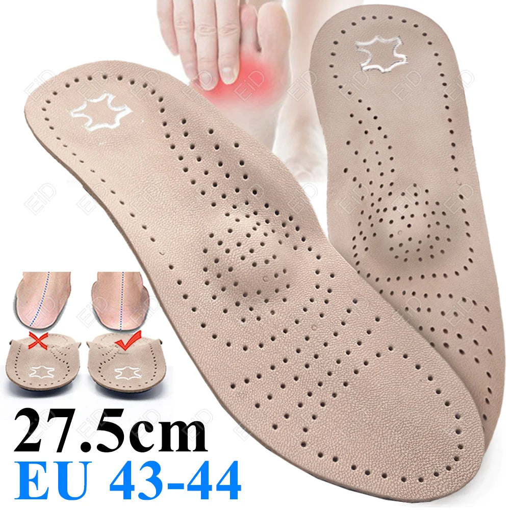 EiD Genuine Leather Orthotic Insole Orthopedic Flat Foot Health Sole Pad For Shoes Insert Arch Support Pad For Plantar Fasciitis