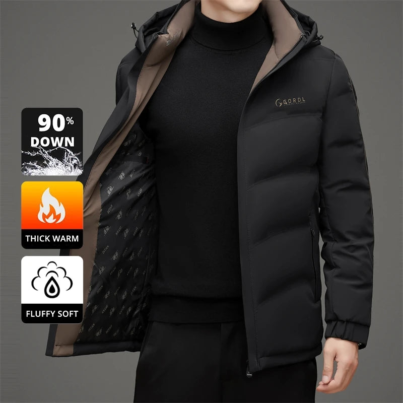 High End Thick Hooded Fashion Windbreaker Casual Brand Mens Parkas Winter Warm Feather Puffer Jacket Outwear Down Jacket