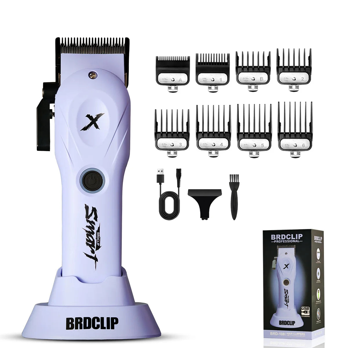 BRDCLIP 108 109 609 Purple Barber Professional 8800RPM 4500mAh Hair Clipper 10000RPM Salon Electric Shaver 7700RPM Hair Trimmer