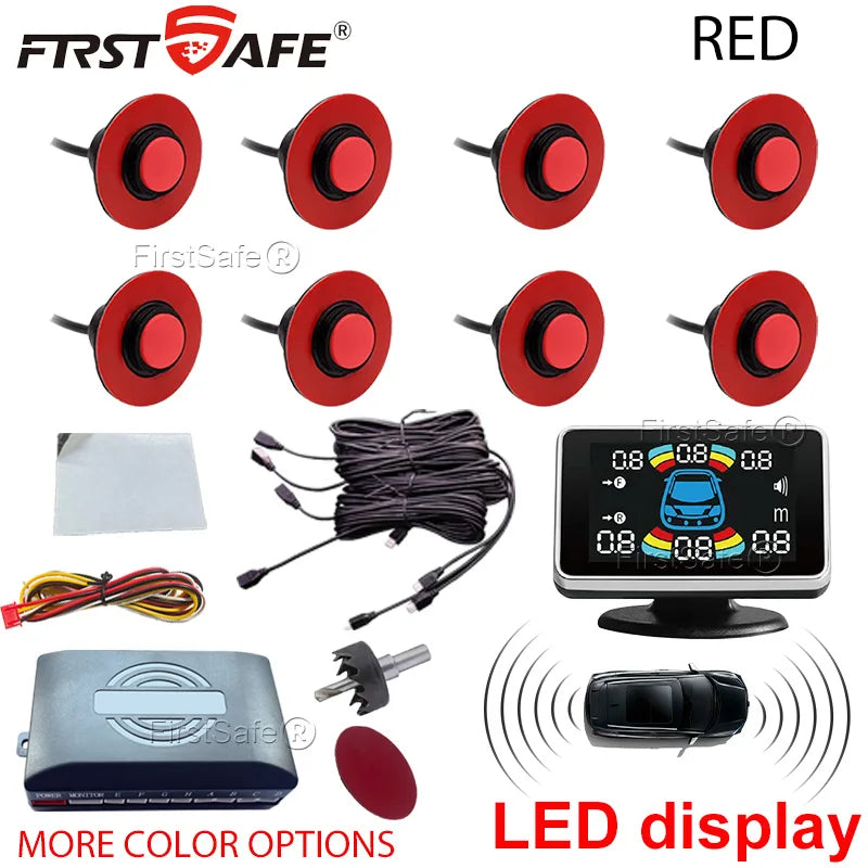 12V 16.5mm Parking Sensor Kit 6/8 Sensor Buzzer Reverse Radar Sound Alarm Indicator Probe System