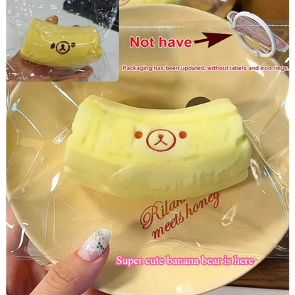 2Pc handmade Squishy with BUTTER texture - Banana Carrot bear shaped to relieve stress - Food grade silicone S