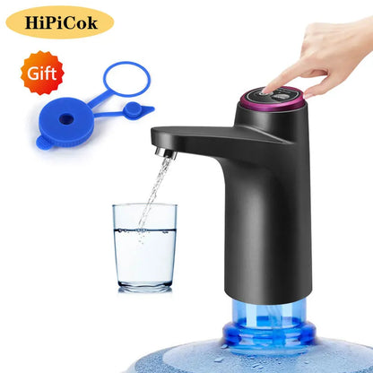 HiPiCok Electric Water Dispenser with Universal Bucket Cap Water Bottle Pump USB Automatic Water Pump for any Gallon Bottle